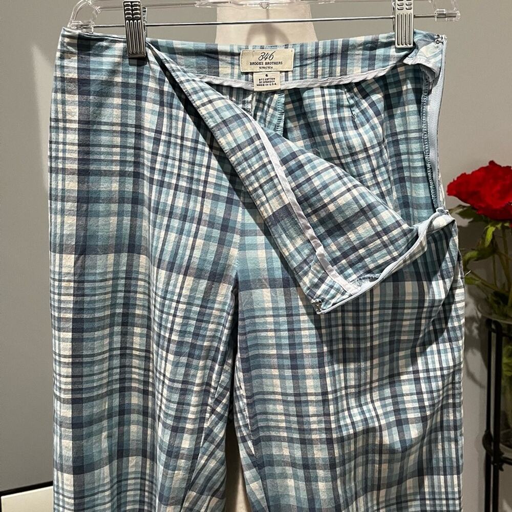NEW Brooks Brothers 346 Preppy Cotton Poplin Plaid Y2K Capri Yacht Pants 6 NWOT - Picture 4 of 16